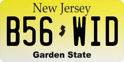 NJ license plate B56WID