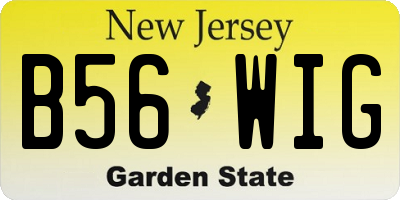 NJ license plate B56WIG