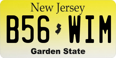 NJ license plate B56WIM