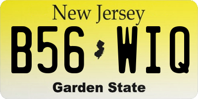 NJ license plate B56WIQ