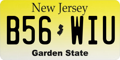 NJ license plate B56WIU