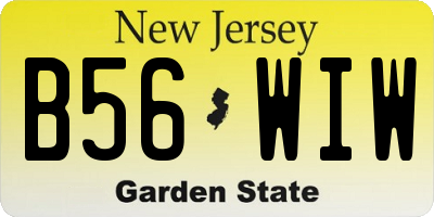 NJ license plate B56WIW
