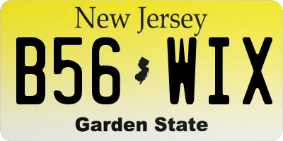 NJ license plate B56WIX