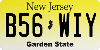 NJ license plate B56WIY