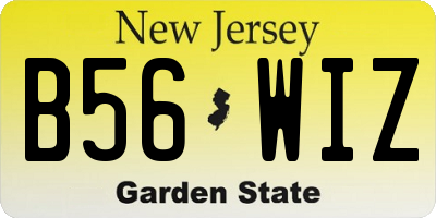 NJ license plate B56WIZ