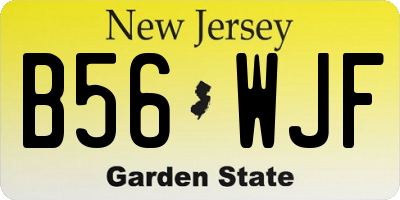 NJ license plate B56WJF