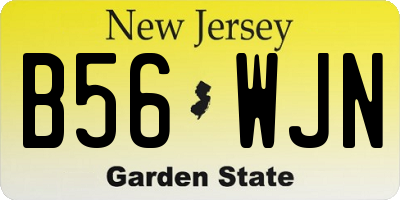 NJ license plate B56WJN