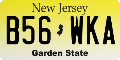 NJ license plate B56WKA