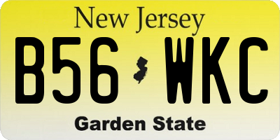 NJ license plate B56WKC