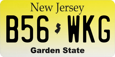 NJ license plate B56WKG