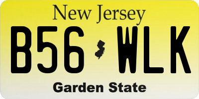 NJ license plate B56WLK