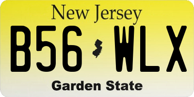 NJ license plate B56WLX
