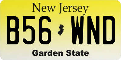 NJ license plate B56WND