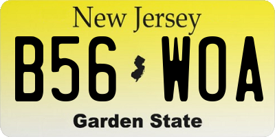 NJ license plate B56WOA