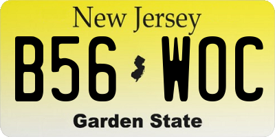 NJ license plate B56WOC