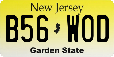 NJ license plate B56WOD