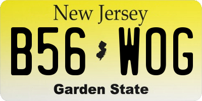 NJ license plate B56WOG
