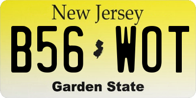 NJ license plate B56WOT