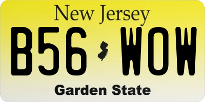 NJ license plate B56WOW