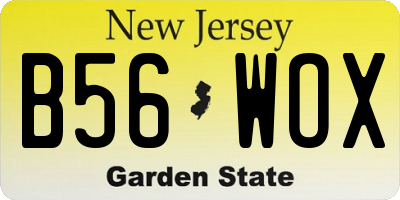 NJ license plate B56WOX