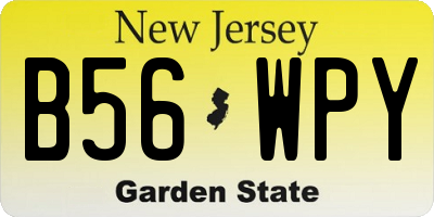 NJ license plate B56WPY
