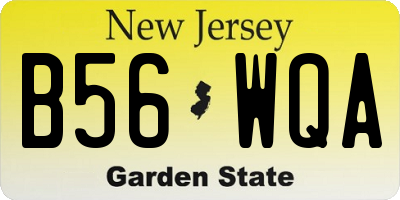 NJ license plate B56WQA