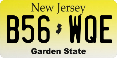 NJ license plate B56WQE