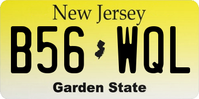 NJ license plate B56WQL