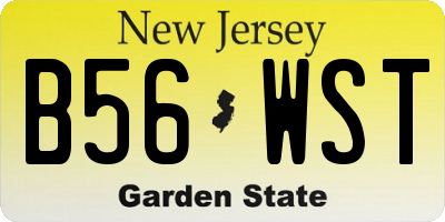 NJ license plate B56WST
