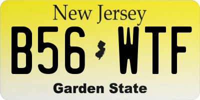 NJ license plate B56WTF