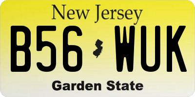 NJ license plate B56WUK
