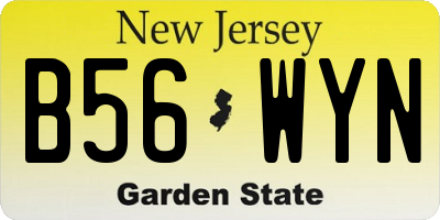 NJ license plate B56WYN