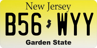 NJ license plate B56WYY