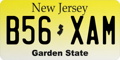NJ license plate B56XAM