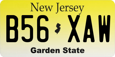 NJ license plate B56XAW