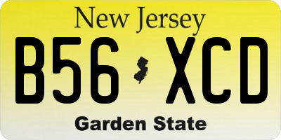 NJ license plate B56XCD