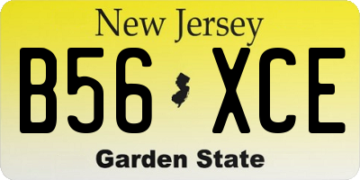 NJ license plate B56XCE