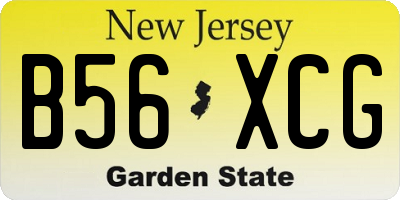 NJ license plate B56XCG