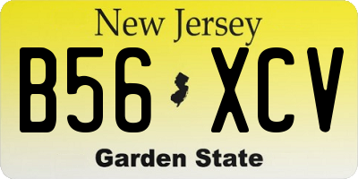NJ license plate B56XCV