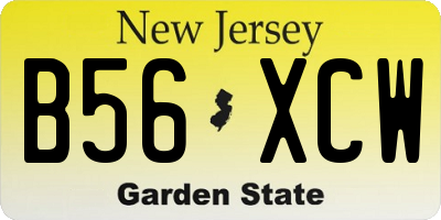 NJ license plate B56XCW