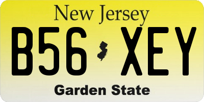 NJ license plate B56XEY