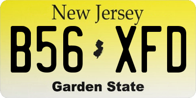 NJ license plate B56XFD
