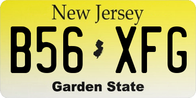 NJ license plate B56XFG