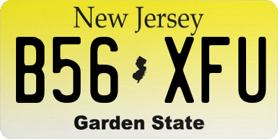 NJ license plate B56XFU