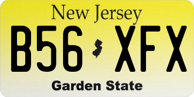 NJ license plate B56XFX