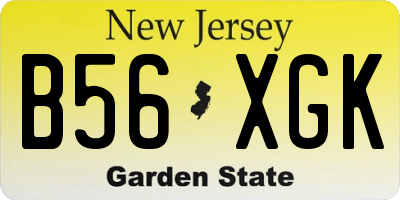 NJ license plate B56XGK