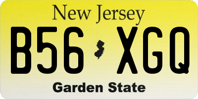 NJ license plate B56XGQ