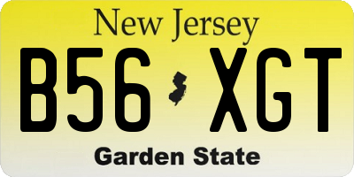 NJ license plate B56XGT