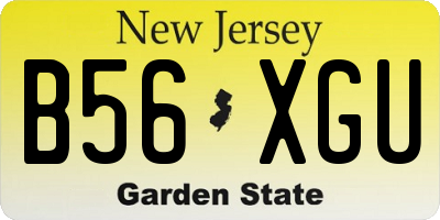 NJ license plate B56XGU