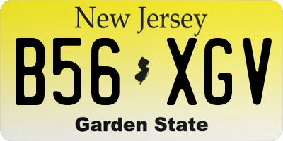 NJ license plate B56XGV